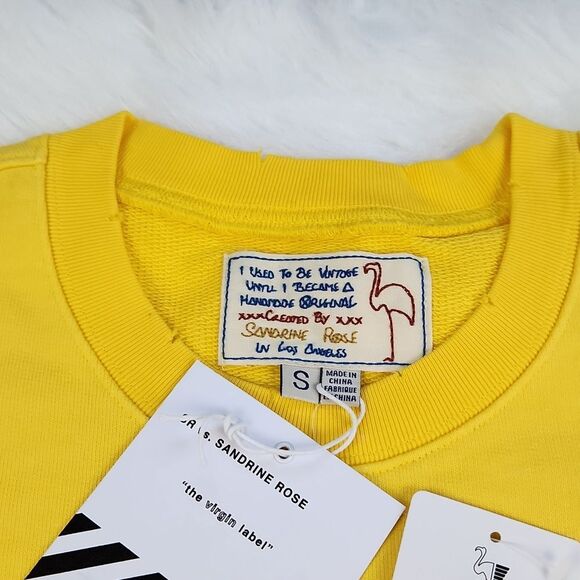 Free People Yellow Vintage Handmade‎ Palm Tree Embroidered Sweatshirt Size Small - Picture 5 of 10